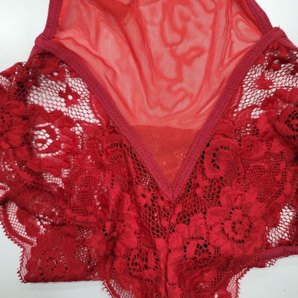 Floral Lace Mesh Cut-out Teddy Bodysuit - Picture 7 of 8